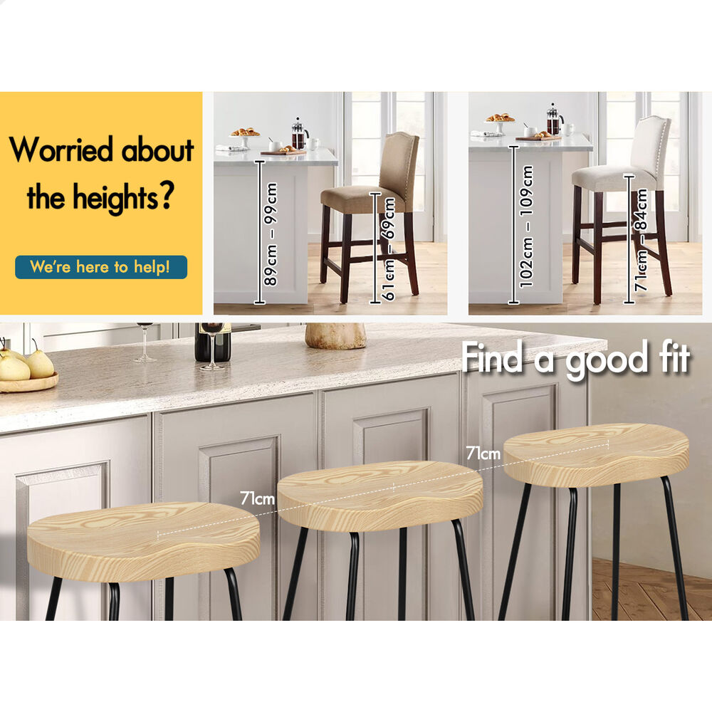 2x ALFORDSON Bar Stools 65cm Tractor Natural