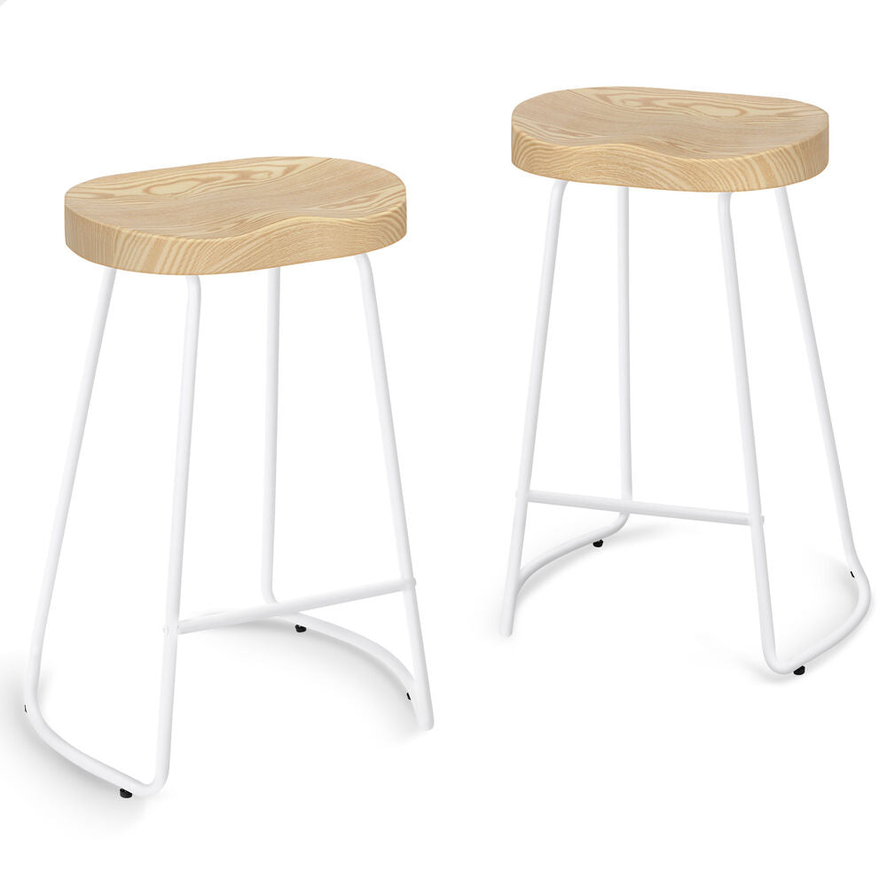 2x ALFORDSON Bar Stools Tractor Vintage 65cm White
