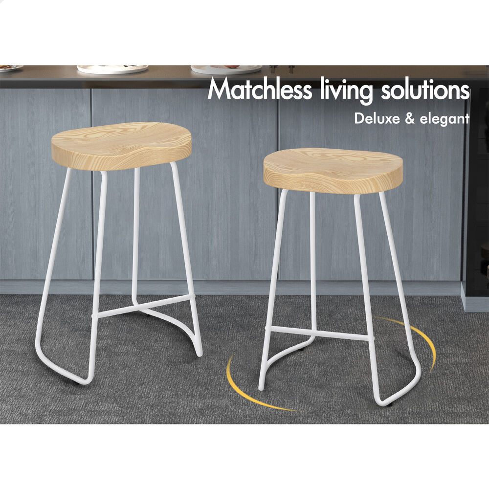 2x ALFORDSON Bar Stools Tractor Vintage 65cm White