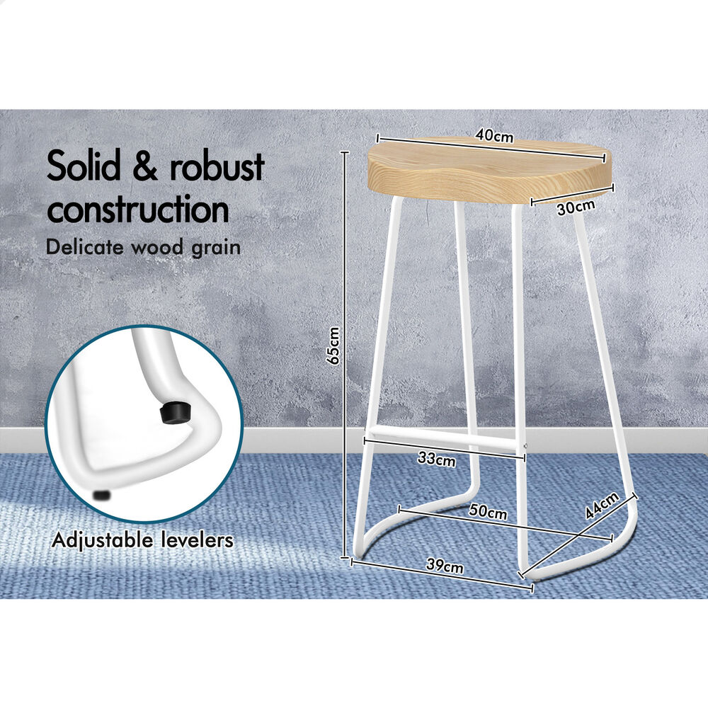2x ALFORDSON Bar Stools Tractor Vintage 65cm White