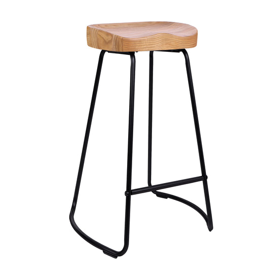 Alfordson 2x Bar Stools 75cm Tractor Kitchen Wooden Vintage Chair Natural