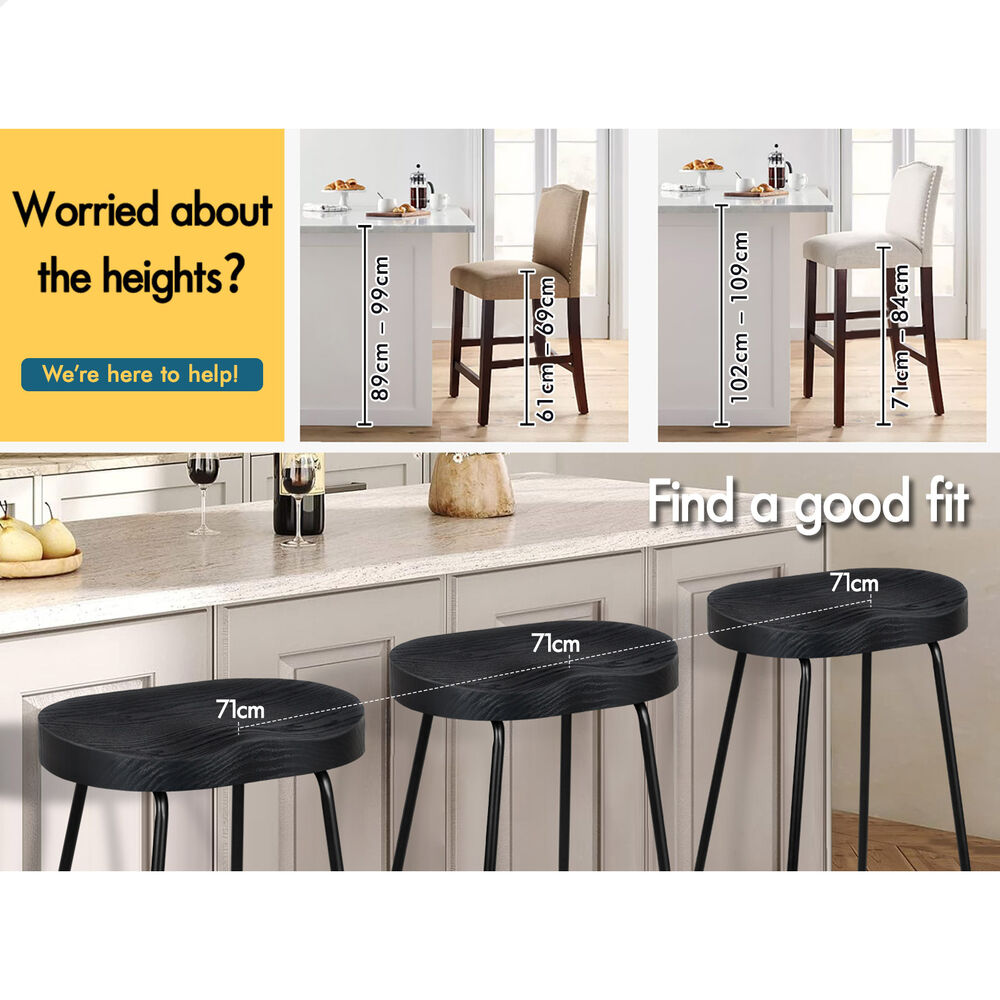 2x ALFORDSON Bar Stools Tractor Vintage 75cm Black