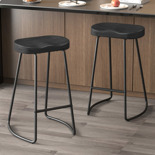 2x ALFORDSON Bar Stools Tractor Vintage 75cm Black