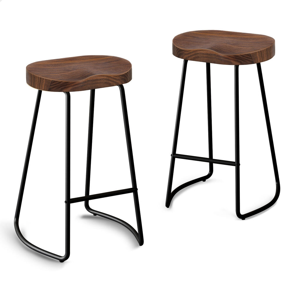 2x ALFORDSON Bar Stools Tractor Vintage 75cm Dark Wood