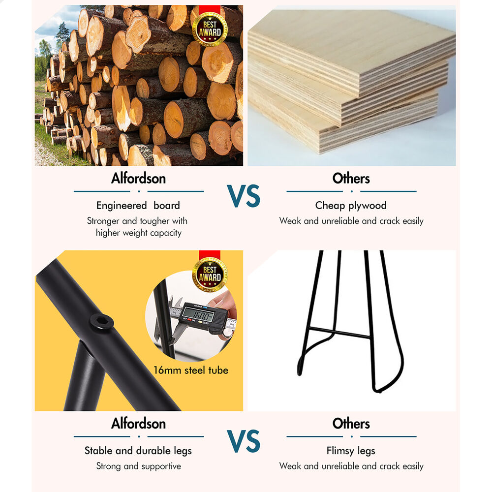 2x ALFORDSON Bar Stools Tractor Vintage 75cm Dark Wood