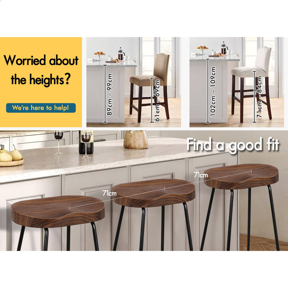 2x ALFORDSON Bar Stools Tractor Vintage 75cm Dark Wood