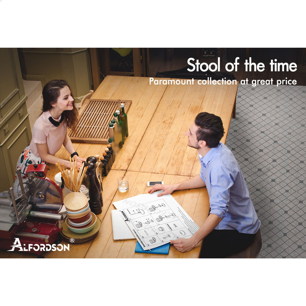 2x ALFORDSON Bar Stools Tractor Vintage 75cm Dark Wood