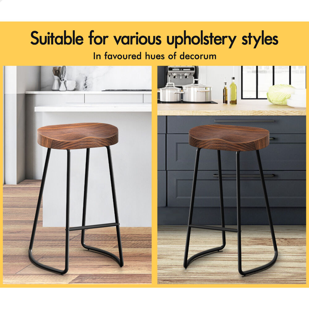 2x ALFORDSON Bar Stools Tractor Vintage 75cm Dark Wood