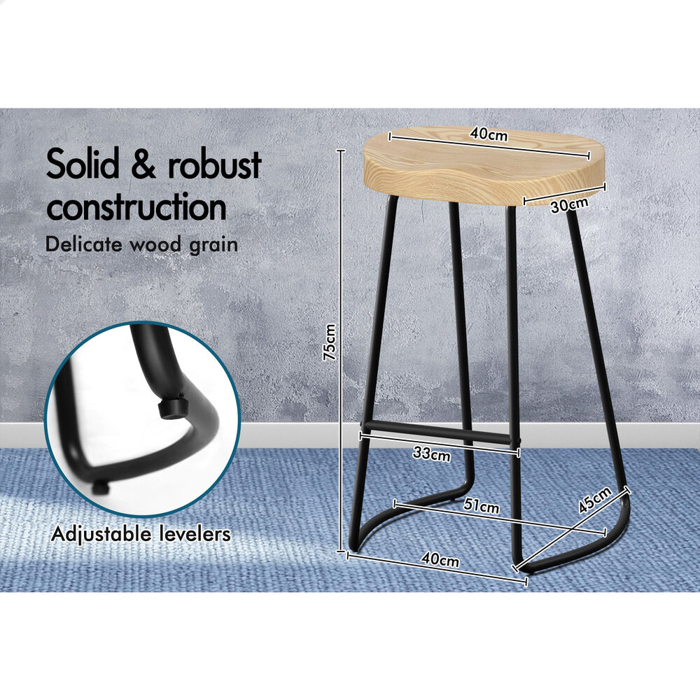 2x ALFORDSON Bar Stools Tractor Vintage 75cm Natural