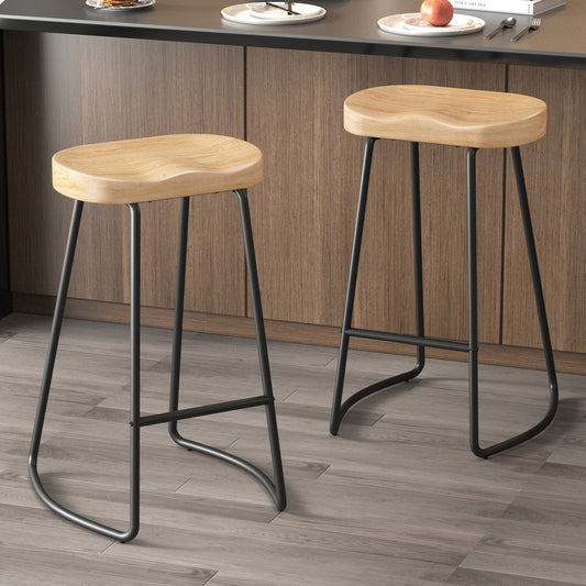 2x ALFORDSON Bar Stools Tractor Vintage 75cm Natural