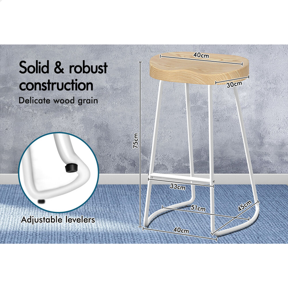 2x ALFORDSON Bar Stools Tractor Vintage 75cm White
