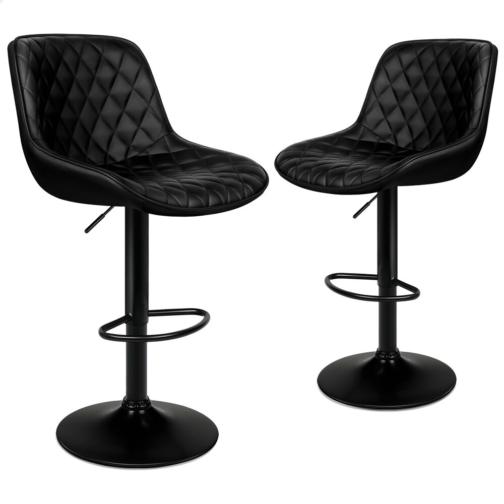 2x ALFORDSON Bar Stools Leather Stool All Black