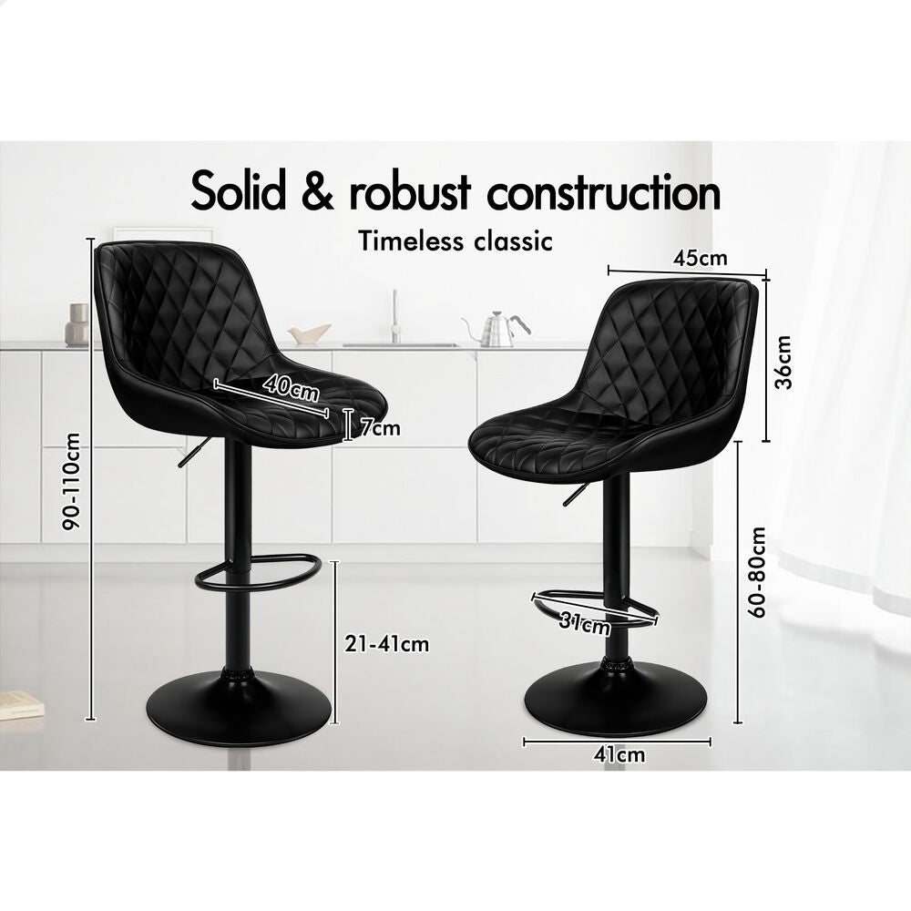 2x ALFORDSON Bar Stools Leather Stool All Black