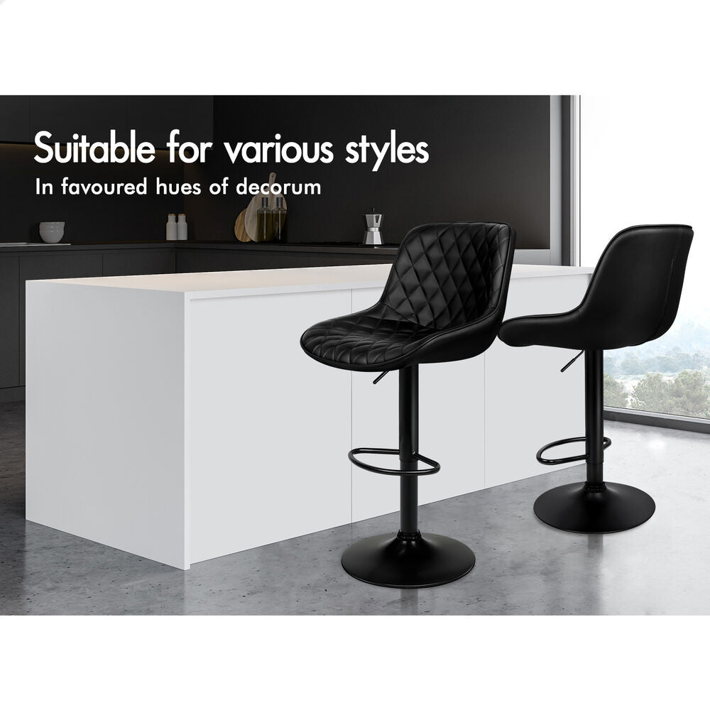 2x ALFORDSON Bar Stools Leather Stool All Black