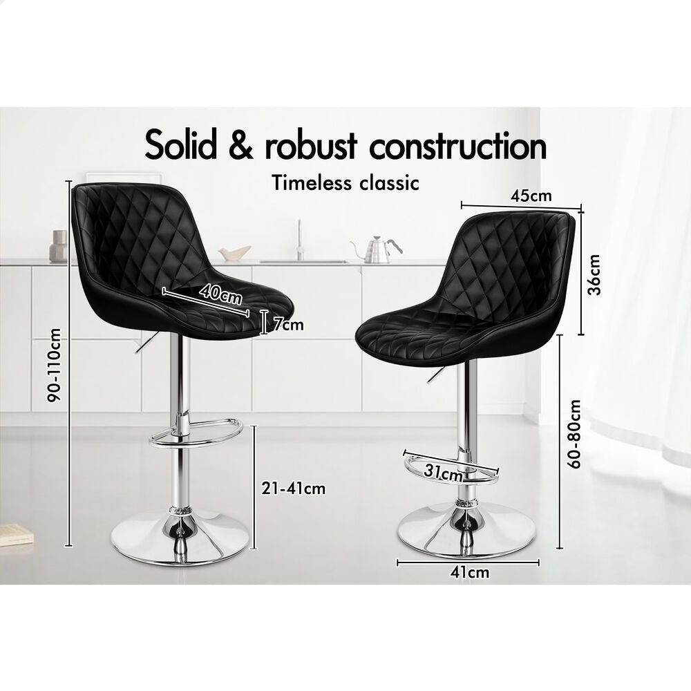 2x ALFORDSON Bar Stools Leather Stool Black