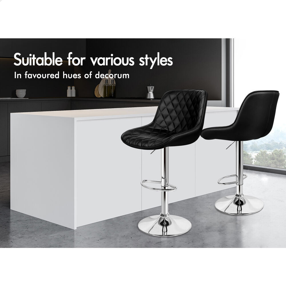 2x ALFORDSON Bar Stools Leather Stool Black