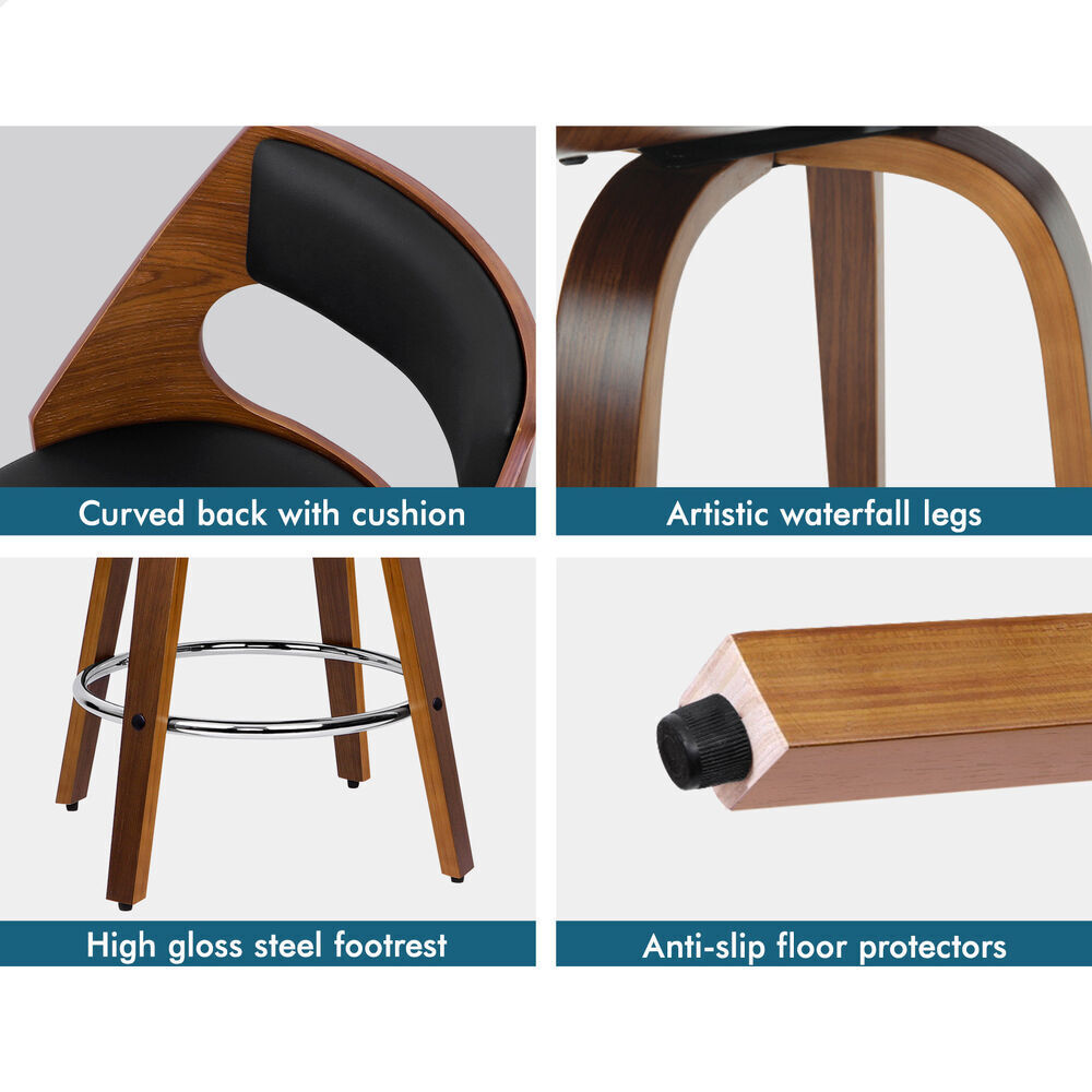 4x ALFORDSON Bar Stools Freddy Black