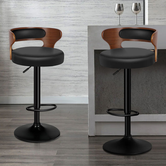 ALFORDSON 2x Bar Stools Reno Leather Black