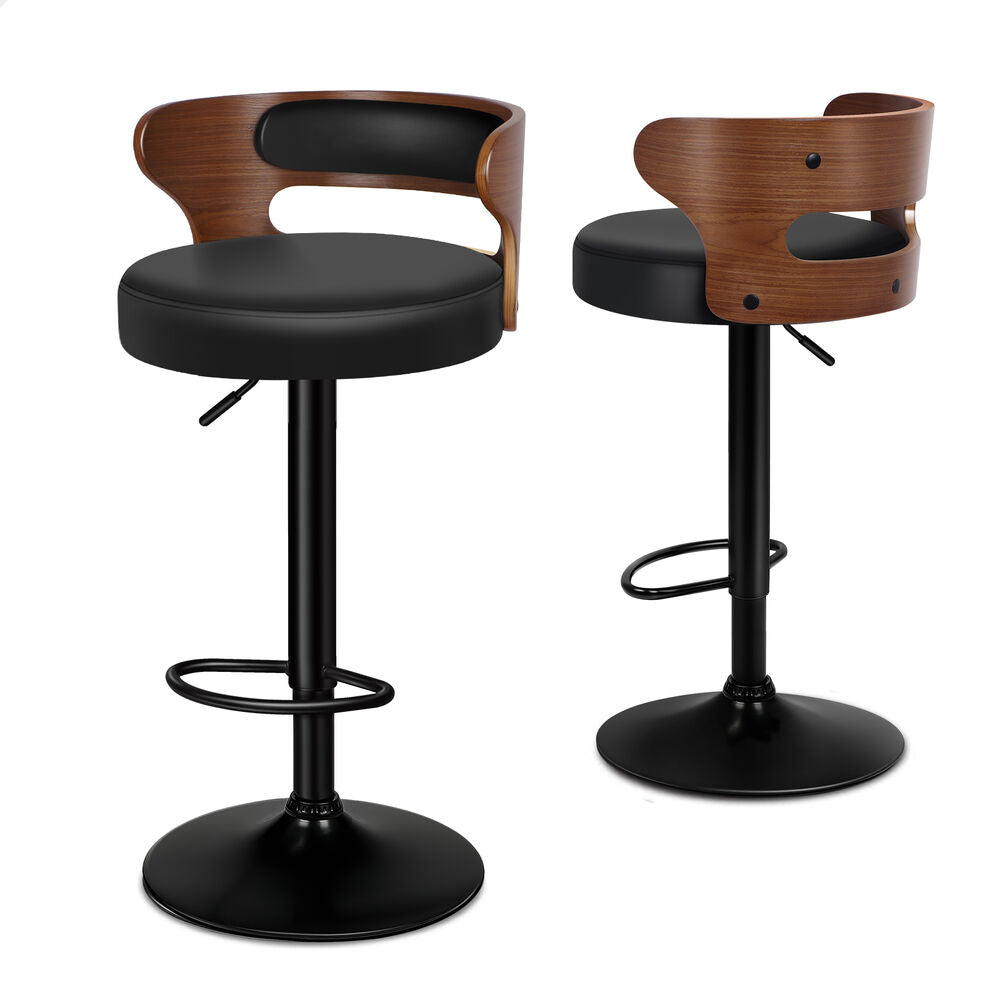 ALFORDSON 2x Bar Stools Reno Leather Black