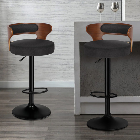 ALFORDSON 2x Bar Stools Reno Fabric Black