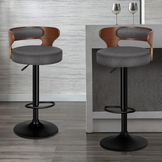 ALFORDSON 2x Bar Stools Reno Fabric Grey