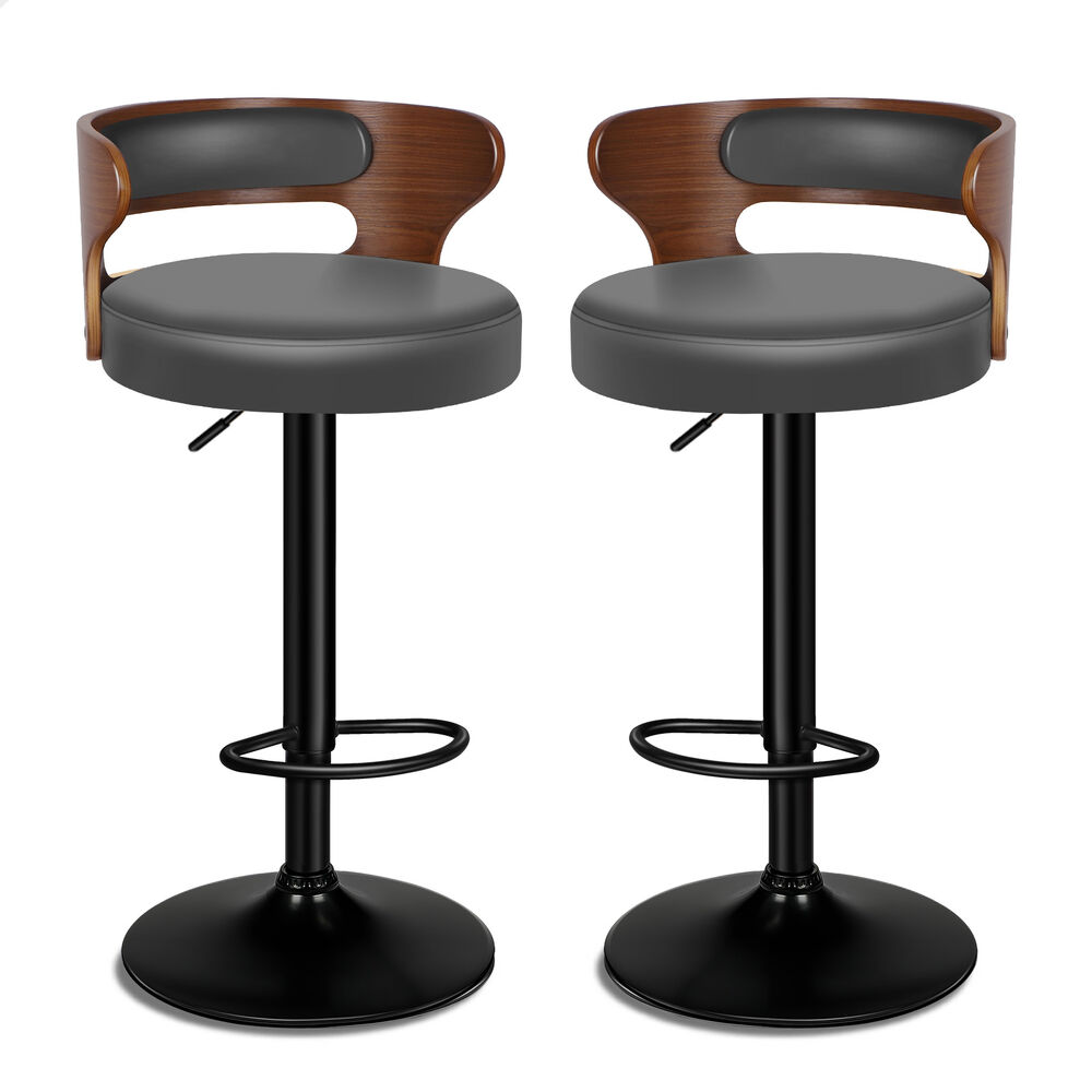 ALFORDSON 2x Bar Stool Kitchen Swivel Chair Wooden Leather Gas Lift Ramiro