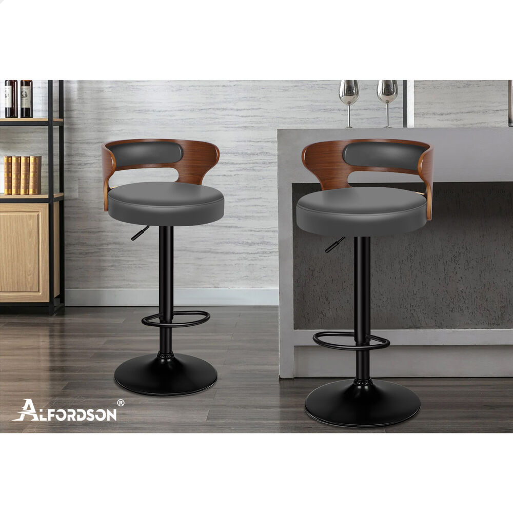 ALFORDSON 2x Bar Stool Kitchen Swivel Chair Wooden Leather Gas Lift Ramiro