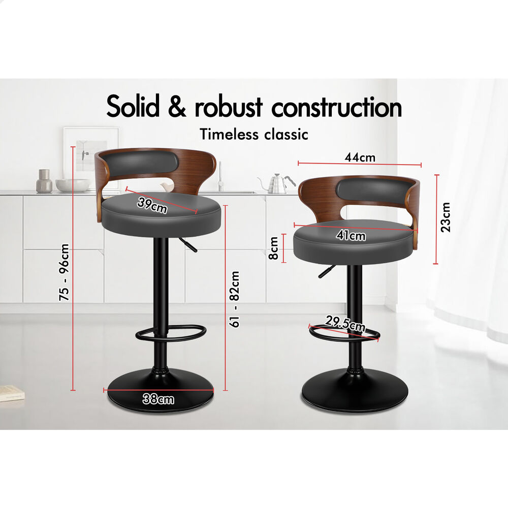 ALFORDSON 2x Bar Stool Kitchen Swivel Chair Wooden Leather Gas Lift Ramiro