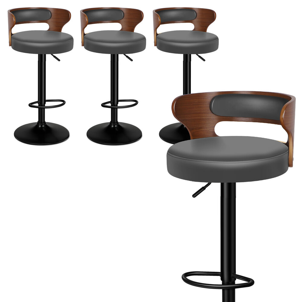 ALFORDSON 4x Bar Stool Kitchen Swivel Chair Wooden Leather Gas Lift Ramiro