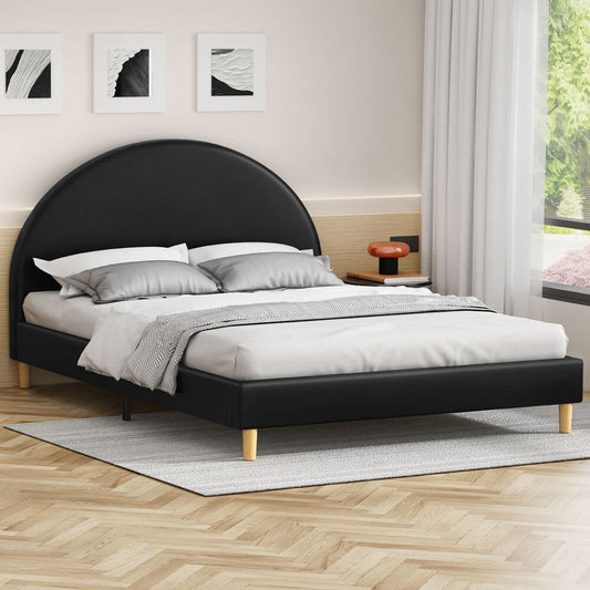 ALFORDSON Bed Frame Double Size Mattress Base Platform Black Leather CALLA