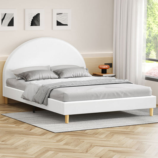 ALFORDSON Bed Frame Double Size Mattress Base Platform Leather White CALLA