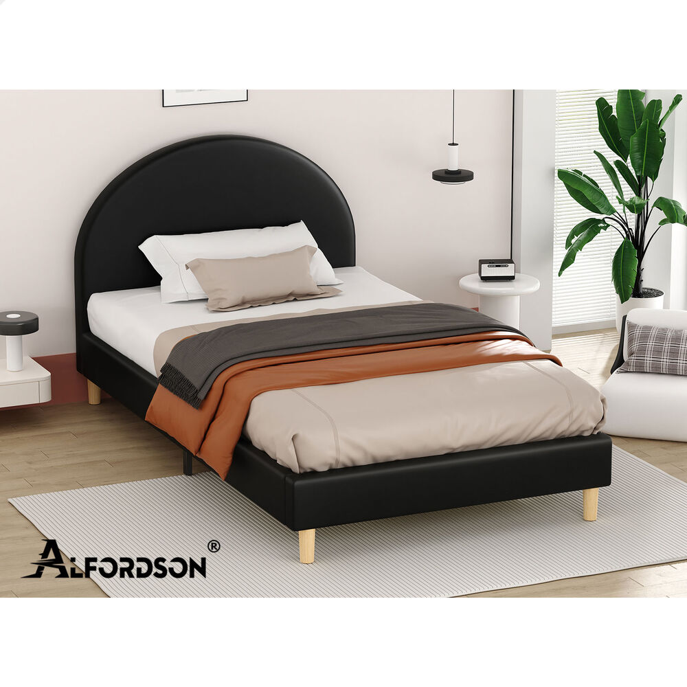 ALFORDSON Bed Frame King Single Mattress Base Platform Black Leather CALLA