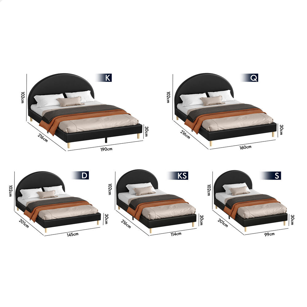 ALFORDSON Bed Frame King Single Mattress Base Platform Black Leather CALLA
