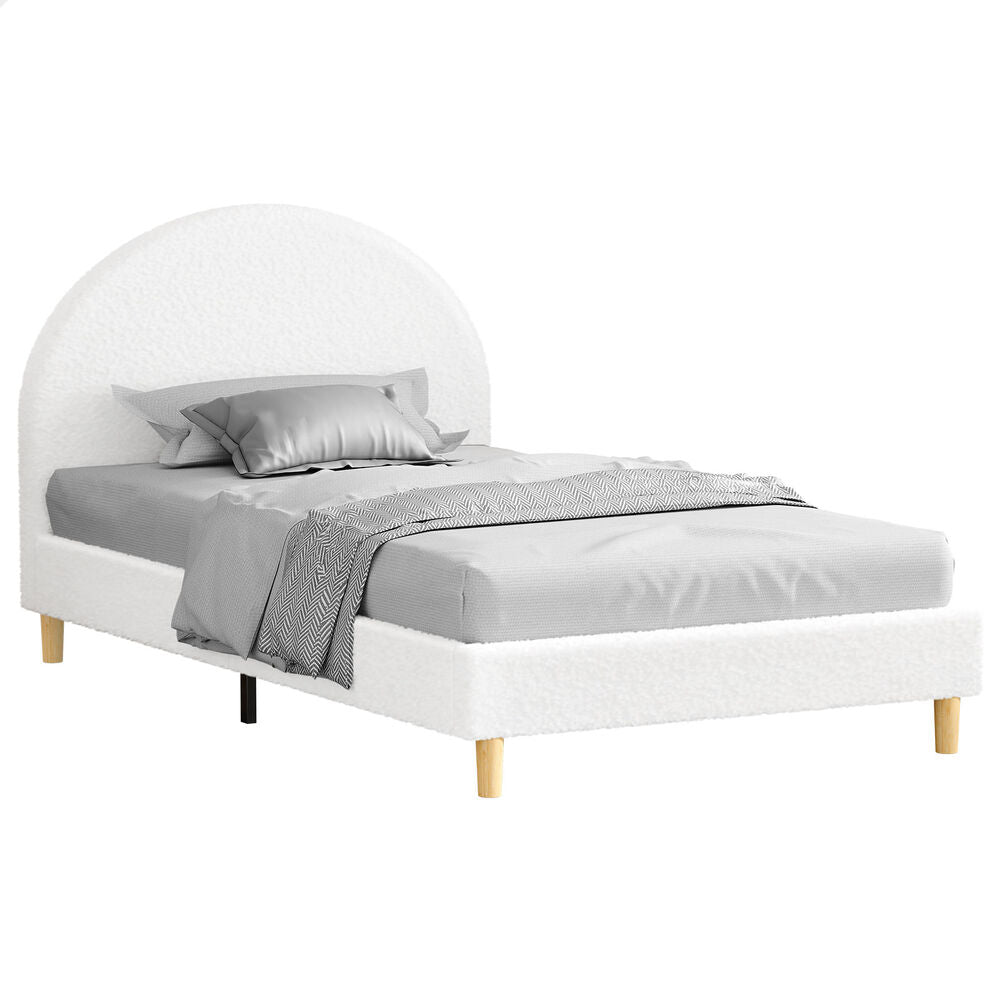 ALFORDSON Bed Frame King Single Mattress Base Platform White Boucle CALLA