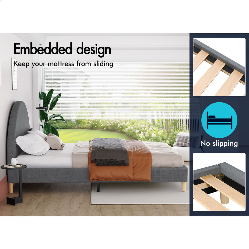 ALFORDSON Bed Frame King Single Mattress Base Platform Grey Fabric CALLA