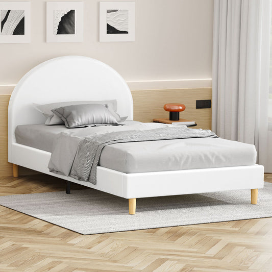 ALFORDSON Bed Frame King Single Mattress Base Platform Leather White CALLA