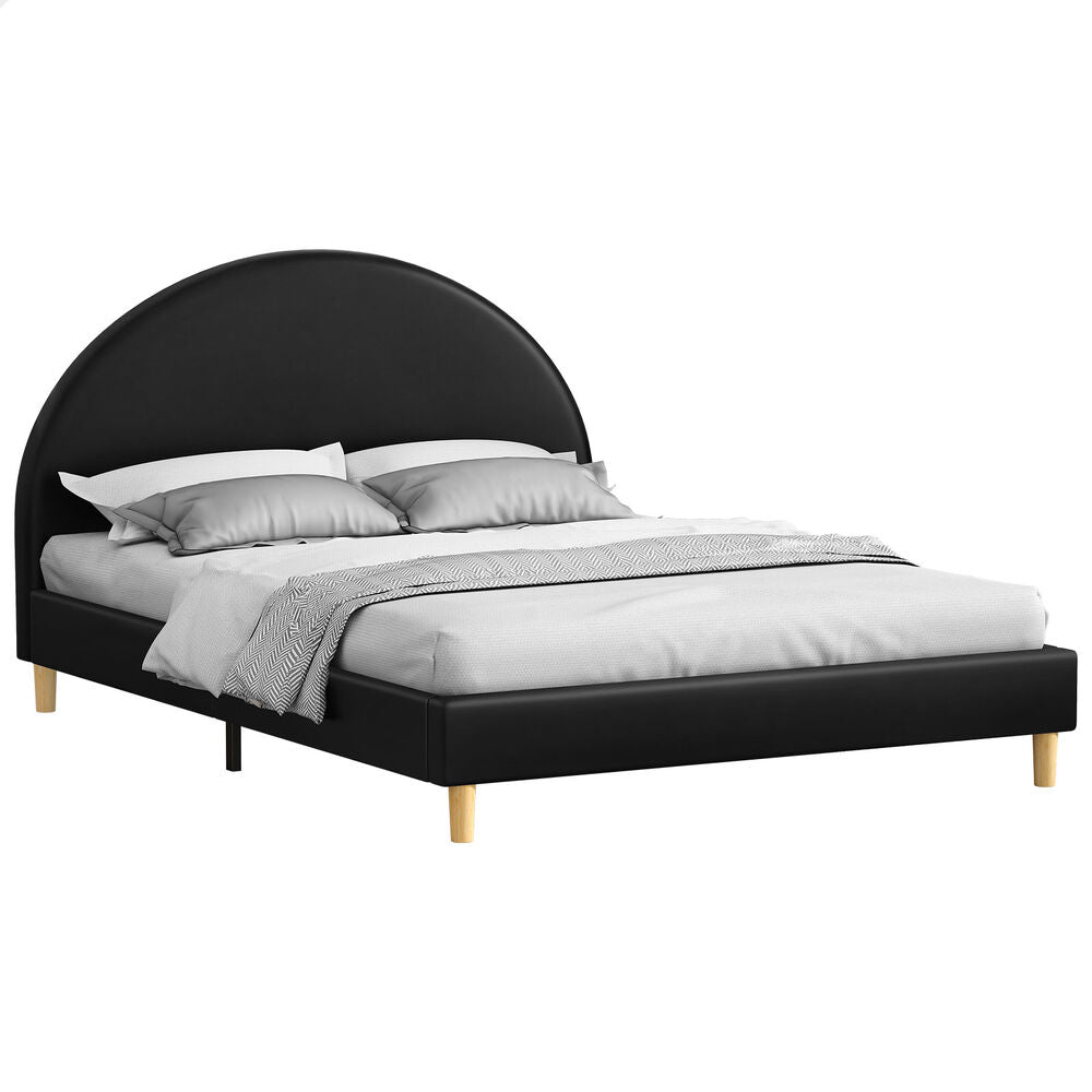 ALFORDSON Bed Frame Queen Size Mattress Base Platform Black Leather CALLA