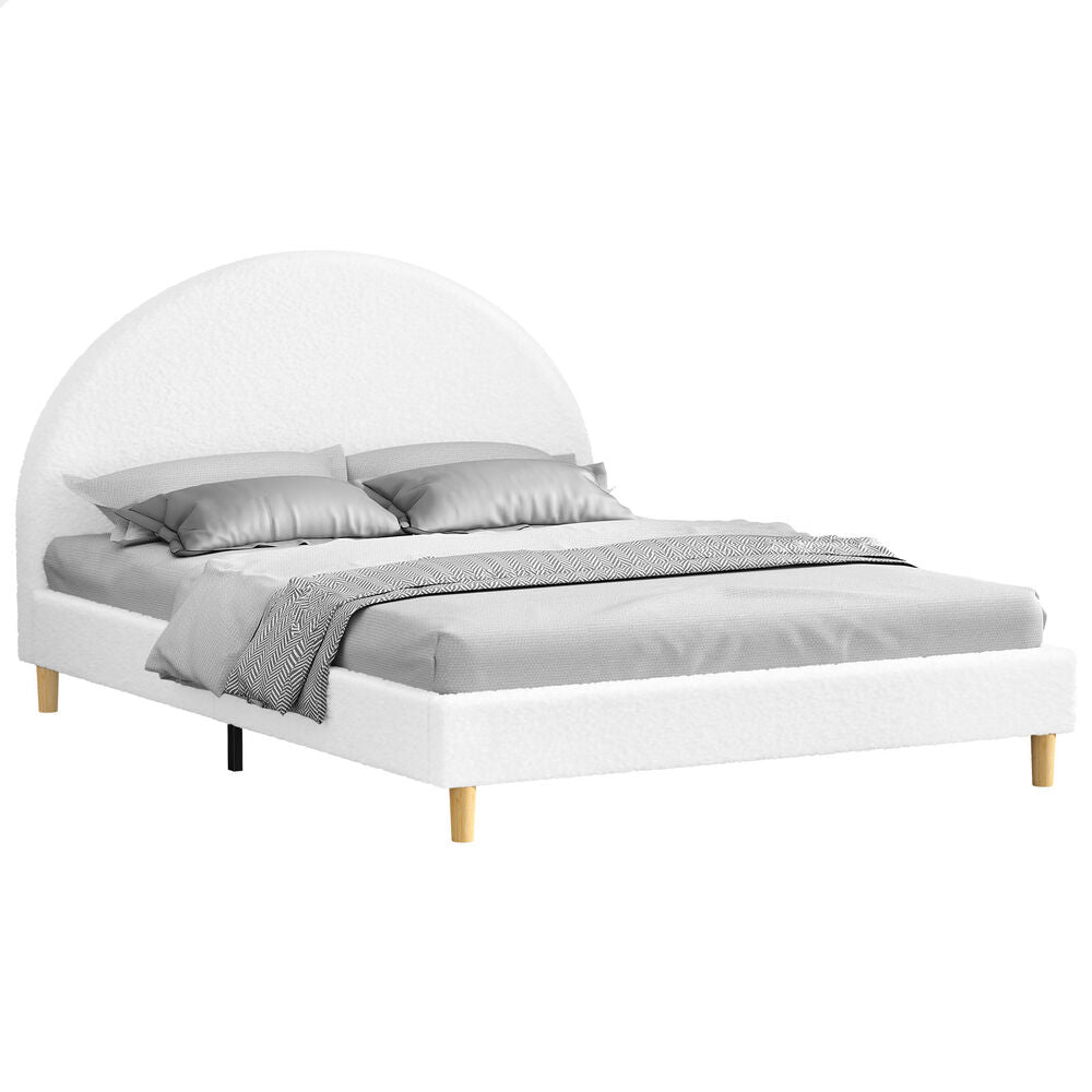 ALFORDSON Bed Frame Queen Size Mattress Base Platform White Boucle CALLA
