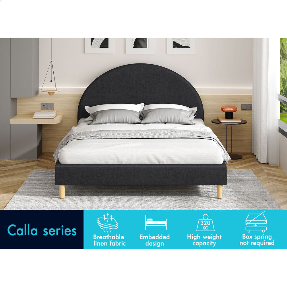 ALFORDSON Bed Frame Queen Size Mattress Base Platform Fabric Charcoal CALLA