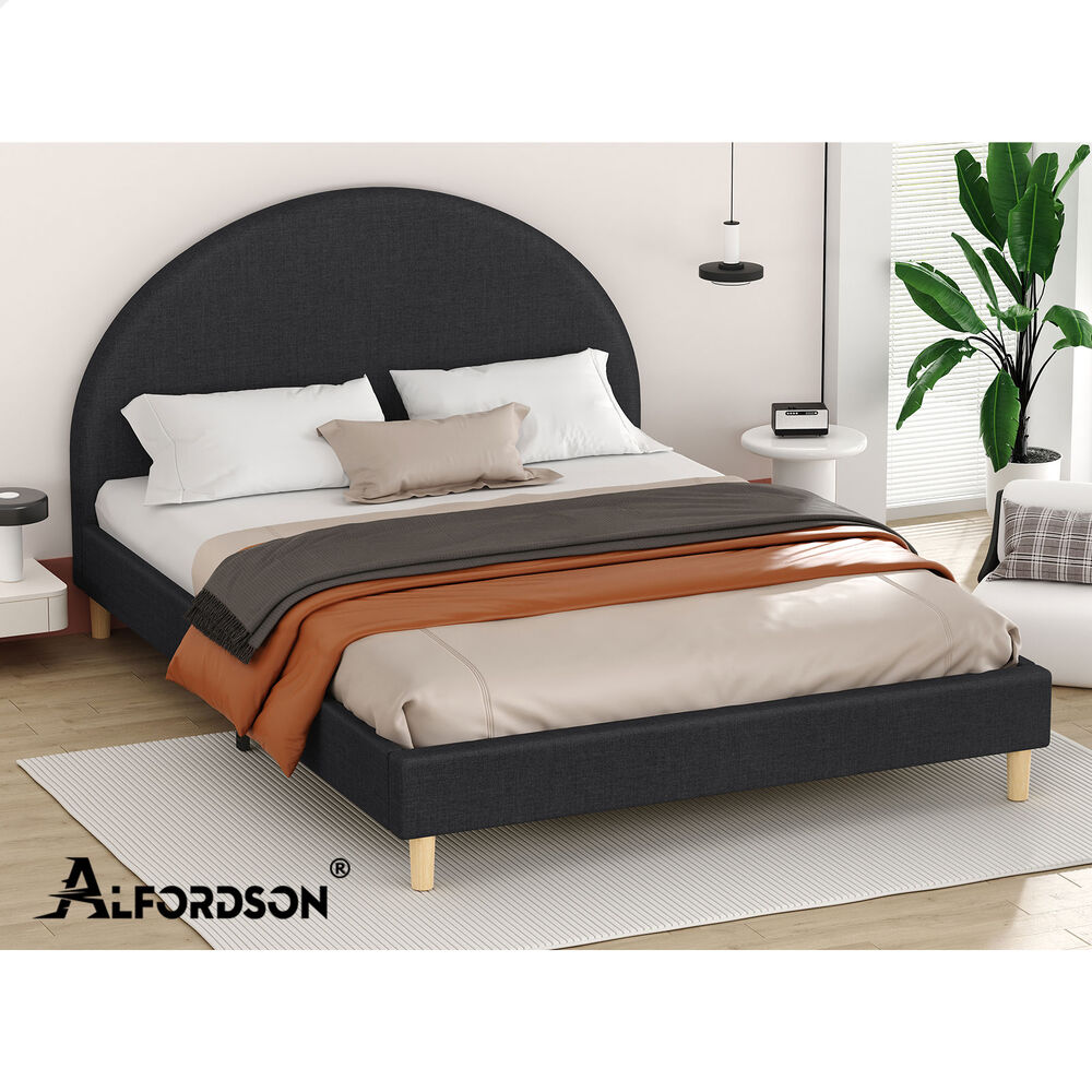 ALFORDSON Bed Frame Queen Size Mattress Base Platform Fabric Charcoal CALLA