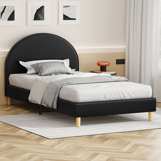 ALFORDSON Bed Frame Single Size Mattress Base Platform Black Leather CALLA