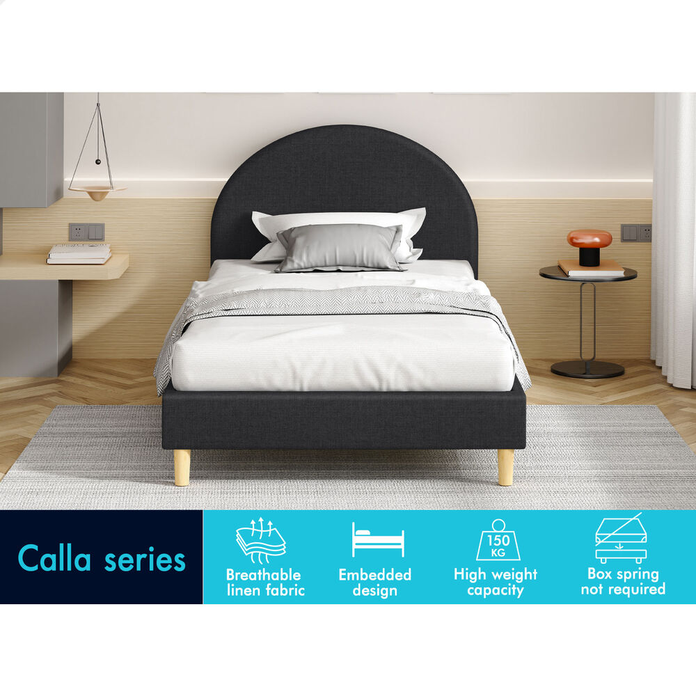 ALFORDSON Bed Frame Single Size Mattress Base Platform Fabric Charcoal CALLA