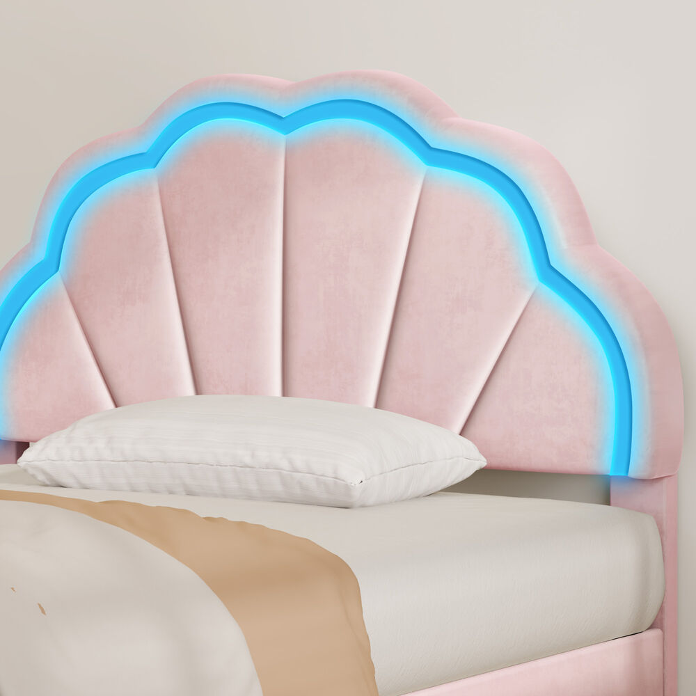 ALFORDSON Bed Frame King Single LED Adjustable Headboard Velvet Pink Platform