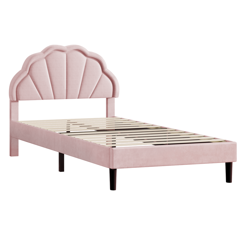 ALFORDSON Bed Frame King Single LED Adjustable Headboard Velvet Pink Platform