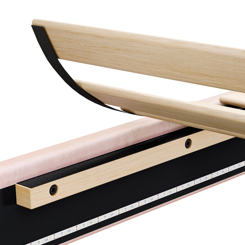ALFORDSON Bed Frame Floating Queen Size LED Charging Station Storage Velvet Pink
