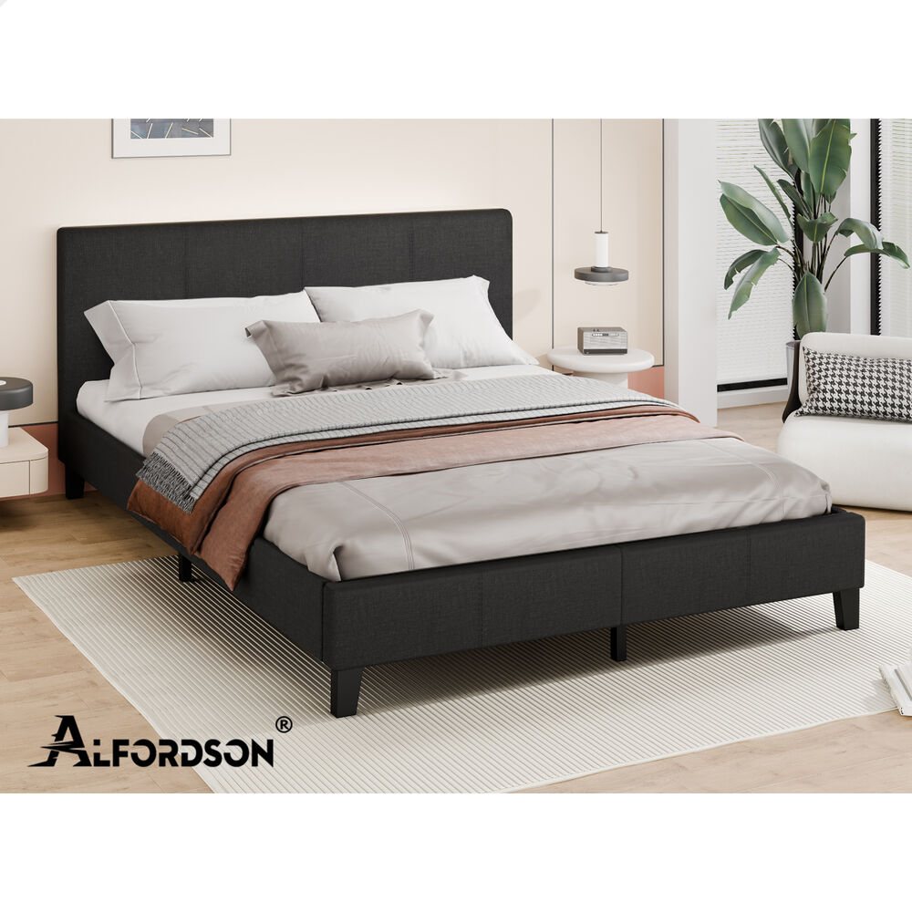 ALFORDSON Bed Frame King Size Mattress Base Wooden Platform Fabric Charcoal