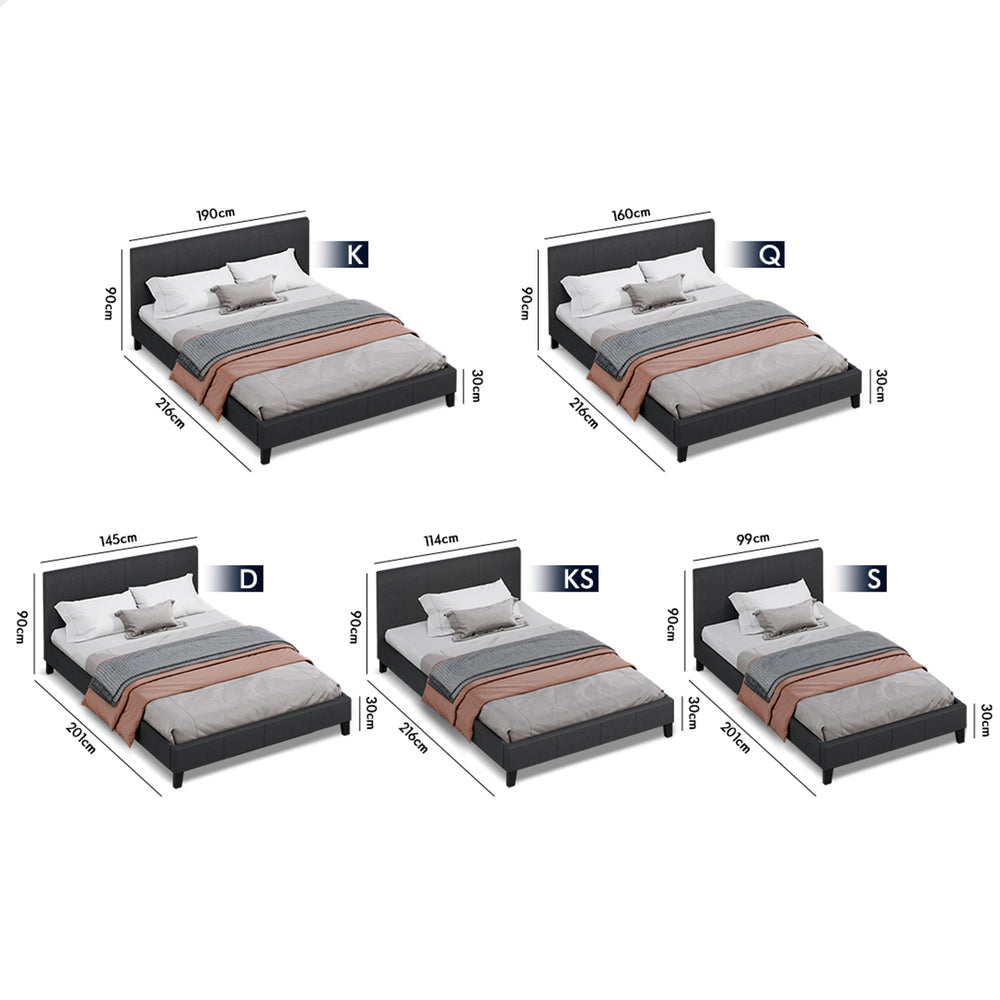 ALFORDSON Bed Frame King Single Mattress Base Wooden Platform Fabric Charcoal