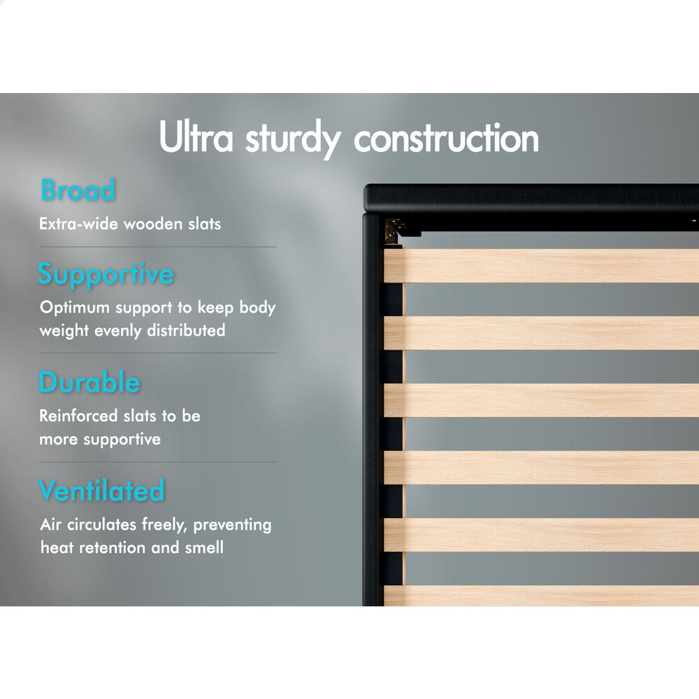 ALFORDSON Bed Frame Double Size Mattress Base Platform Leather Black Linus