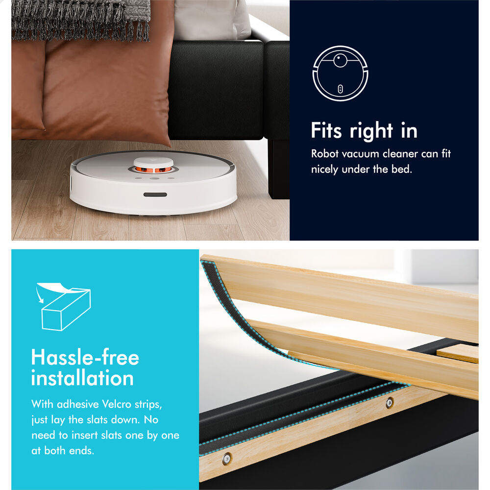 ALFORDSON Bed Frame Double Size Mattress Base Platform Leather Black Linus