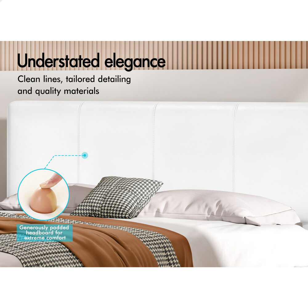 ALFORDSON Bed Frame Double Size Mattress Base Platform Leather White Linus